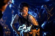 Ripley welding her pulse rifle flamethrower combo in Aliens.