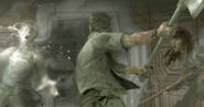 Concept art of a presumed Working Joe attacking two survivors.