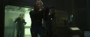 The crew with pistols in a scene only appearing in the Prometheus trailer.