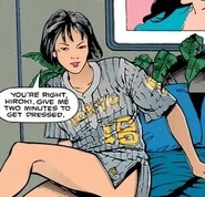 Machiko in her quarters, in a more casual getup.