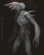 Concept art of the Neomorph by Carlos Huante. Notice the great resemblance to a Goblin-Shark.