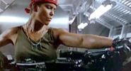 Vasquez testing the Smartgun harness.