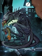 Standard notices the creature feeding on Hunter's arm.