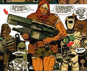 The shop steward greeting the marines.