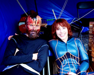 Production still of Sean Harris in mutated Fifield make-up and Noomi Rapace (Shaw).