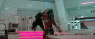 The Fugitive escaping the lab.