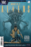 Carter Burke as he appears on the cover to issue #1 of the 2024 comic book series Aliens: What If....