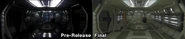 SCI AndroidLab-Comparison.jpg (497 KB) A comparison of an early build of the Synthetic Storage corridor and the final release version. Note the changed room layout and major difference in visual style.