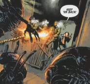 Doc and the Marines hold off attacking Xenomorphs.