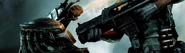 An M41A/2 aimed at a Yautja.