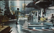 Behind the scenes photo of Sgt. Apone in the Sulaco's hangar.[7]