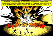 The Space Marines' dropship explodes.
