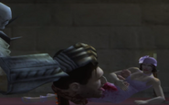 Scarface presenting Bruno's severed head to a young Isabella.