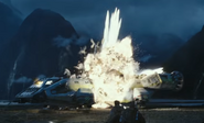 Lander One destroyed during the battle with the Neomorph
