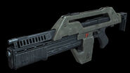 Concept rendering of an M41A Pulse Rifle from Aliens: Colonial Marines (although in the final game it was replaced with the MK2). Note what appears to be a leaf sight for the U1 and the ammo counter indicating that there are 37 rounds left in the magazine.