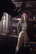 Lambert face to face with the Xenomorph.