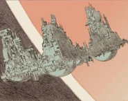 A Tesotek 2100-B refinery being towed by the Nostromo as seen in the comic book series Aliens: Apocalypse.