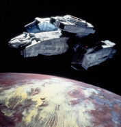 The Nostromo orbiting above a planet.[28]