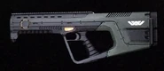 The EM41 Pulse Rifle weapon used in-game.