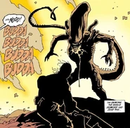 A Xenomorph looms over Selkirk.