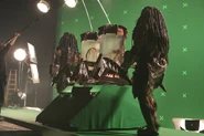 Behind the scenes photo of Predators carrying Facehuggers in Alien vs. Predator.[43]