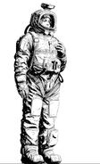 Original sketch of Hollis in a compression suit.