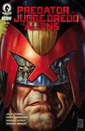 Cover to Predator vs. Judge Dredd vs. Aliens issue 1 by Glenn Fabry.