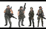 Concept art for the main Marines (O'Neal, Winter, Reid, and Bella).