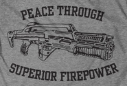 The M41A based on a Heckler & Koch MP5 seen on Frost's T-shirt in Aliens.