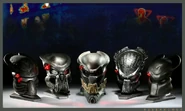 The bio-helmets of (from left to right) Chopper, Celtic, Berserker, Wolf and Scar.