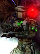 A Plasmacaster with integral laser sight being used in Aliens versus Predator.