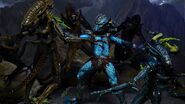 The Hive Wars Predator battling a group of Xenomorphs.