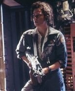 Ripley with her Flame Thrower in Alien.