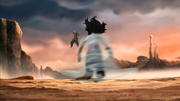 Zaheer uses airbending on Korra