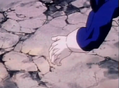 future trunks fells to ground after being defeated killed by fireza