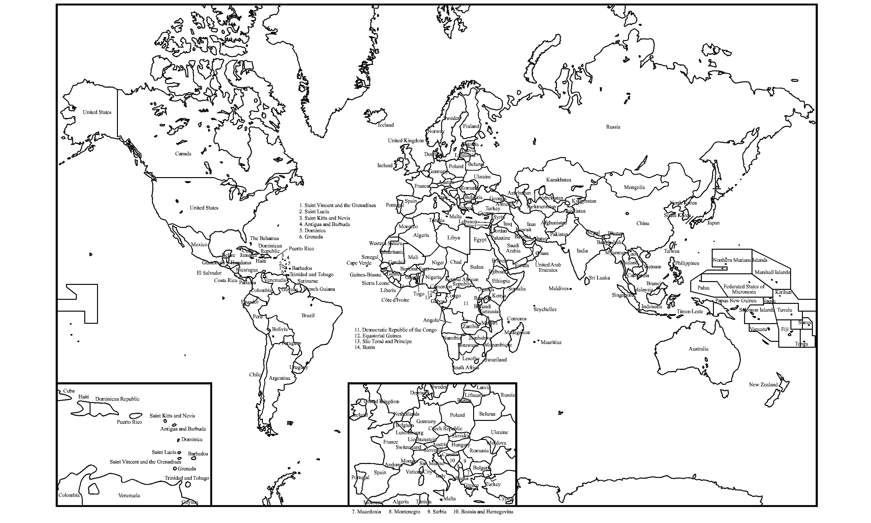 world map outline with countries png