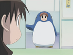 Yukari seeing Chiyo in her penguin costume