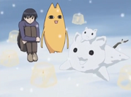 Sakaki and Chiyo-chichi make a snow Neco Coneco in Sakaki's dream