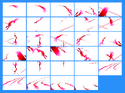 All 29 unique frames of the animation. The "laser" shots are at the correct angles, but they're not pixel perfect when compared with screenshots of the real thing.