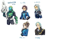 Additional concept art, different outfit palettes