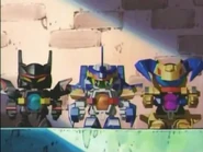 Chrome Zephyr, Cobalt Blade, and Helio Breaker together, symbolizing their friendship