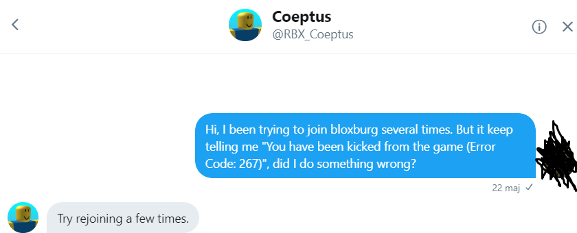 Coeptus Doesnt Care About His Players I Get Kicked For No Reason Ingame And He Refuses To Help Me Fandom - free codes for robux 2019 5/24/2019