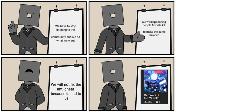 Roblox bedwars Devs be like (meme)