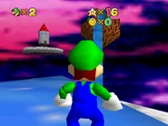 The distant island and capsule-shaped house.