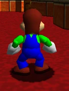 Luigi without his cap, from behind.