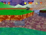 Despite this hill looking like Mario can land on it, that is not the case.