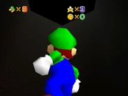 Luigi looking at the depth of the area from down below.