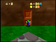 Luigi trying to enter the hut.