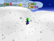 The clouds surrounding the mountain.