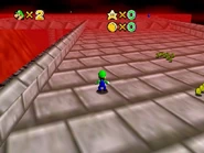 The top of the structure in the red section.